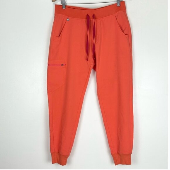 Limited Ed Figs Womens Zamora High Waisted Jogger Scrub Pants Sunset Orange L - Picture 11 of 12